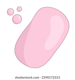 Piece of solid hand cleaning soap bar with bubbles, doodle style vector