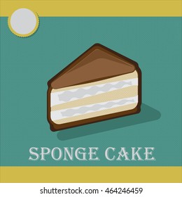 a piece of sponge cake. flat style poster