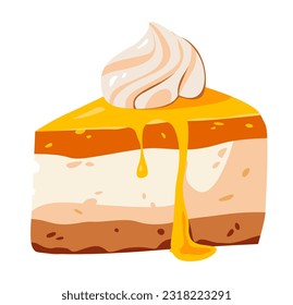 Ein Stück Schwammkuchen. Vektorgrafik eines süßen Desserts. Hausgemachte Kuchen.
