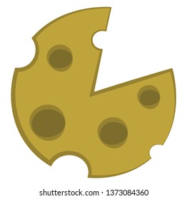 Un trozo de queso cuadrado con ojos grandes y zapatos rojos dibujo o ilustración de color vectorial 