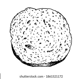 a piece of square rye bread with rounded edges top view hand drawn in the style of a sketch black outline. bread toast, Bread toast for a sandwich a piece of fried toast. Lunch, dinner, and Breakfast