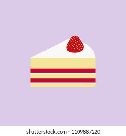 A piece of strawberry cake