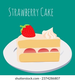 A piece of Strawberry Cake with cream