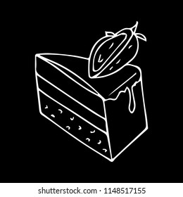 A piece of strawberry cake vector illustration.