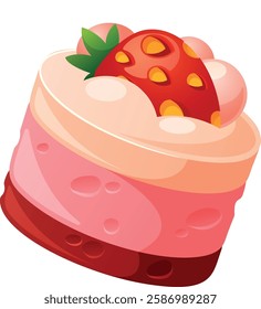 Piece of strawberry cake vector illustration