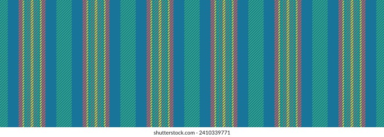 Piece stripe lines fabric, customize texture pattern vector. Easter textile vertical seamless background in cyan and mint color.