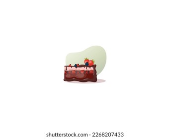 piece of sweet cake with fruit and chocolate