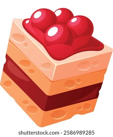 Piece of sweet cake vector illustration