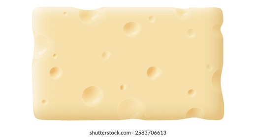 A piece of swiss cheese cross section texture isolated on white background graphic illustration.