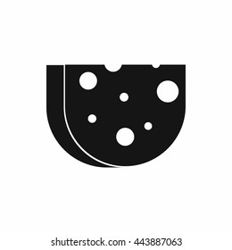 Piece of Swiss cheese icon in simple style isolated on white background