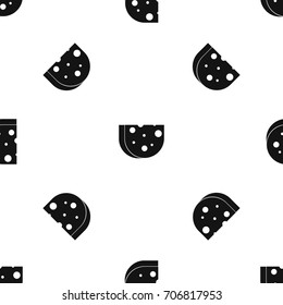 Piece of Swiss cheese pattern repeat seamless in black color for any design. Vector geometric illustration