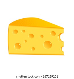 Piece of tasty cheese on a white background.