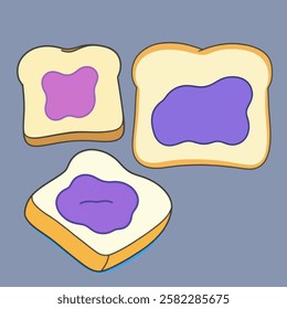 A piece of toast with jam, ideal for breakfast, quick meals, and light snacks.