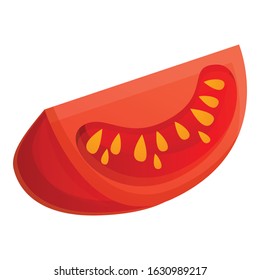 Piece of tomato icon. Cartoon of piece of tomato vector icon for web design isolated on white background