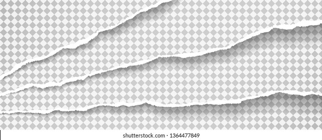 Piece of torn diagonal paper in corners with squared background. Vector template illustration