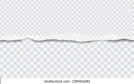Piece of torn horizontal paper strip is on squared background. Vector illustration - Shutterstock ID 1390426481