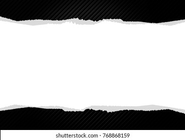 Piece of torn paper on abstract striped background. Vector illustration