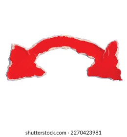 piece of torn red paper with an arrow, two-sided arrow with a bracket made of torn paper for scrapbooking
