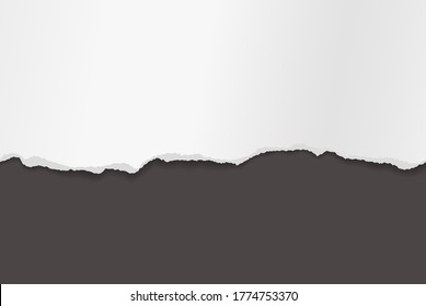 Pieza de papel blanco roto con sombra suave pegada sobre fondo gris oscuro. Ilustración del vector