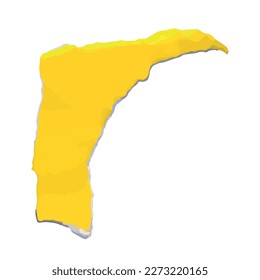 a piece of torn yellow paper with a triangle, a corner of torn paper for scrapbooking