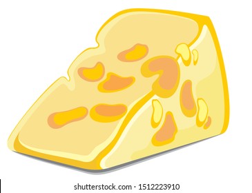 Piece of  vector cheese isolated