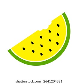 A piece of water melon vector illustration.Slice of yellow watermelon.Sweet, juicy, tropical fruit vector icon isolated on white background.