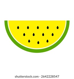 Um pedaço de melancia vetor.Slice de melancia amarela.ícone de vetor de fruta tropical suculento doce isolado no fundo branco.