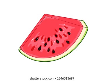 Un trozo de sandía. Icono vectorial de caricatura aislado en fondo blanco.