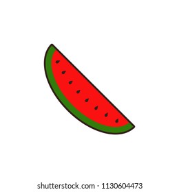 piece of watermelon colored icon. Element of fruits and vegetables icon for mobile concept and web apps. Colored piece of watermelon icon can be used for web and mobile on white background