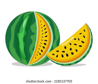 A piece of watermelon. watermelon day. national watermelon day. yellow watermelon on white background