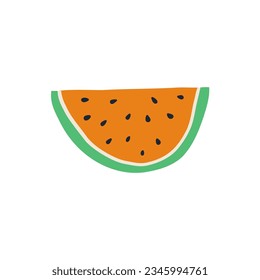 a piece of watermelon drawn by hand. vector illustration in flat style