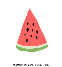 A piece of watermelon in a flat abstract style. Vector element fruit isolated on a white background