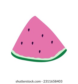 Piece of watermelon. Flat cartoon isolated illustration