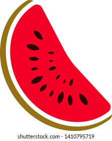 Piece of watermelon flat illustration on white