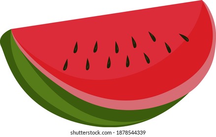 Piece of watermelon, illustration, vector on white background