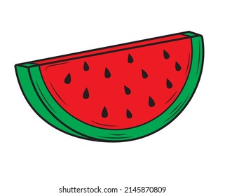 A piece of watermelon in isolate on a white background. Vector illustration