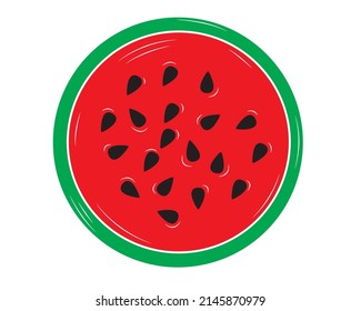 Un trozo de sandía aislado sobre un fondo blanco. Ilustración del vector