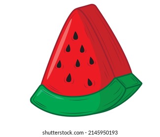 Ein Stück Wassermelone einzeln auf weißem Hintergrund. Vektorgrafik