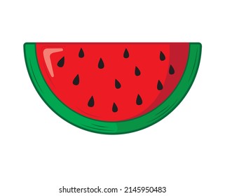 Ein Stück Wassermelone einzeln auf weißem Hintergrund. Vektorgrafik