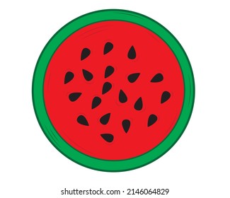 A piece of watermelon in isolate on a white background. Vector illustration