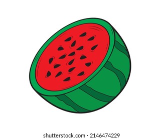 A piece of watermelon in isolate on a white background. Vector illustration