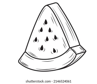 A piece of watermelon in isolate on a white background. Vector illustration