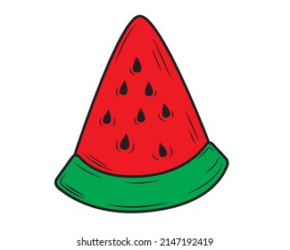 A piece of watermelon in isolate on a white background. Vector illustration