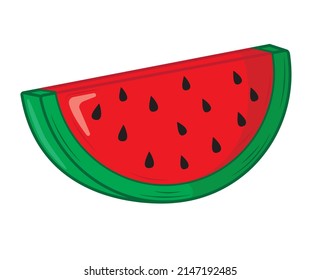 A piece of watermelon in isolate on a white background. Vector illustration