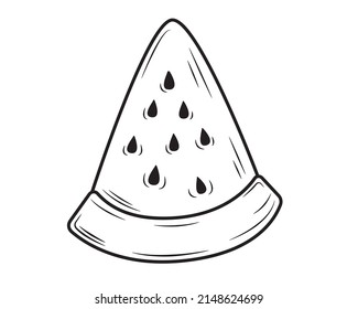 A piece of watermelon in isolate on a white background. Vector illustration