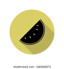 piece of watermelon long shadow icon. Simple glyph, flat vector of web icons for ui and ux, website or mobile application