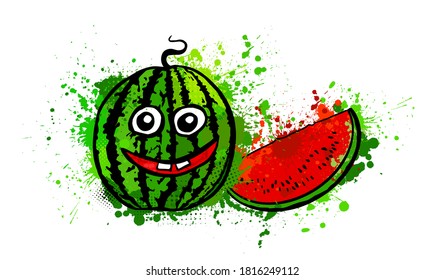 A piece of watermelon made of blot. Vector illustration
