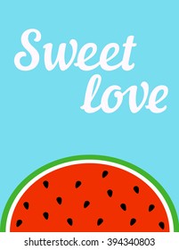 Piece of watermelon on light blue background