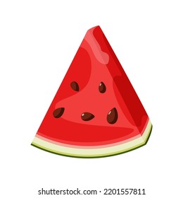 A piece of watermelon on a white background. Cartoon design.
