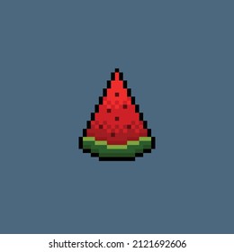 piece of watermelon in pixel art style